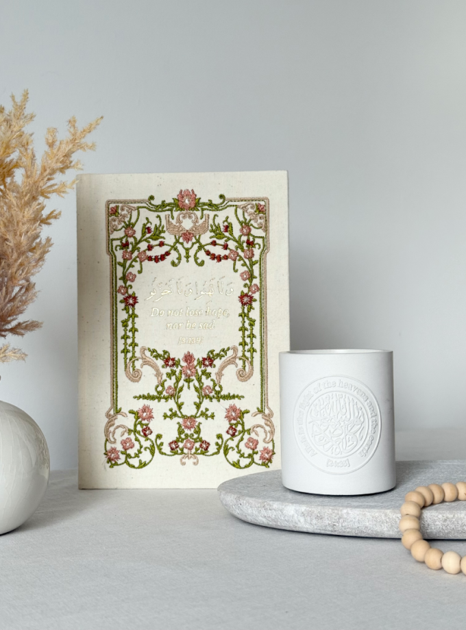 Bundle: Garden of Hope Embroidered Notebook + The Nur Candle